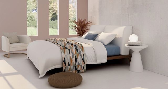 Bedroom with walls in matt paint