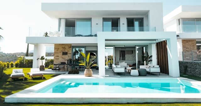 Facade of a modern house finished in facade paint